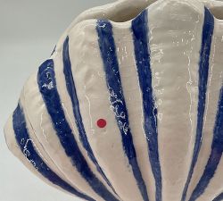 Open Box: Printed Striped Shell Vase - Blue/White