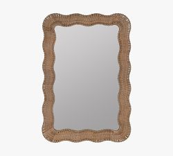 Scalloped Rattan Rectangular Wall Mirror
