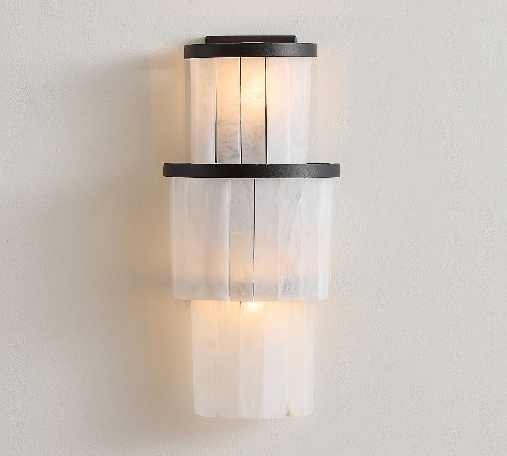 Windham Alabaster Elongated Tiered Sconce (17") by Pottery Barn
