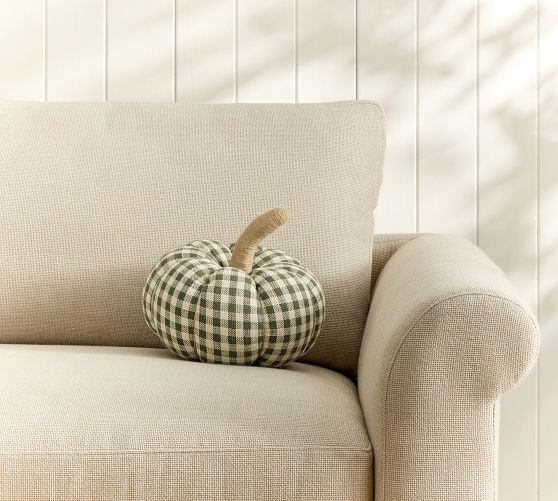 Blaine Check Pumpkin Shaped Pillow