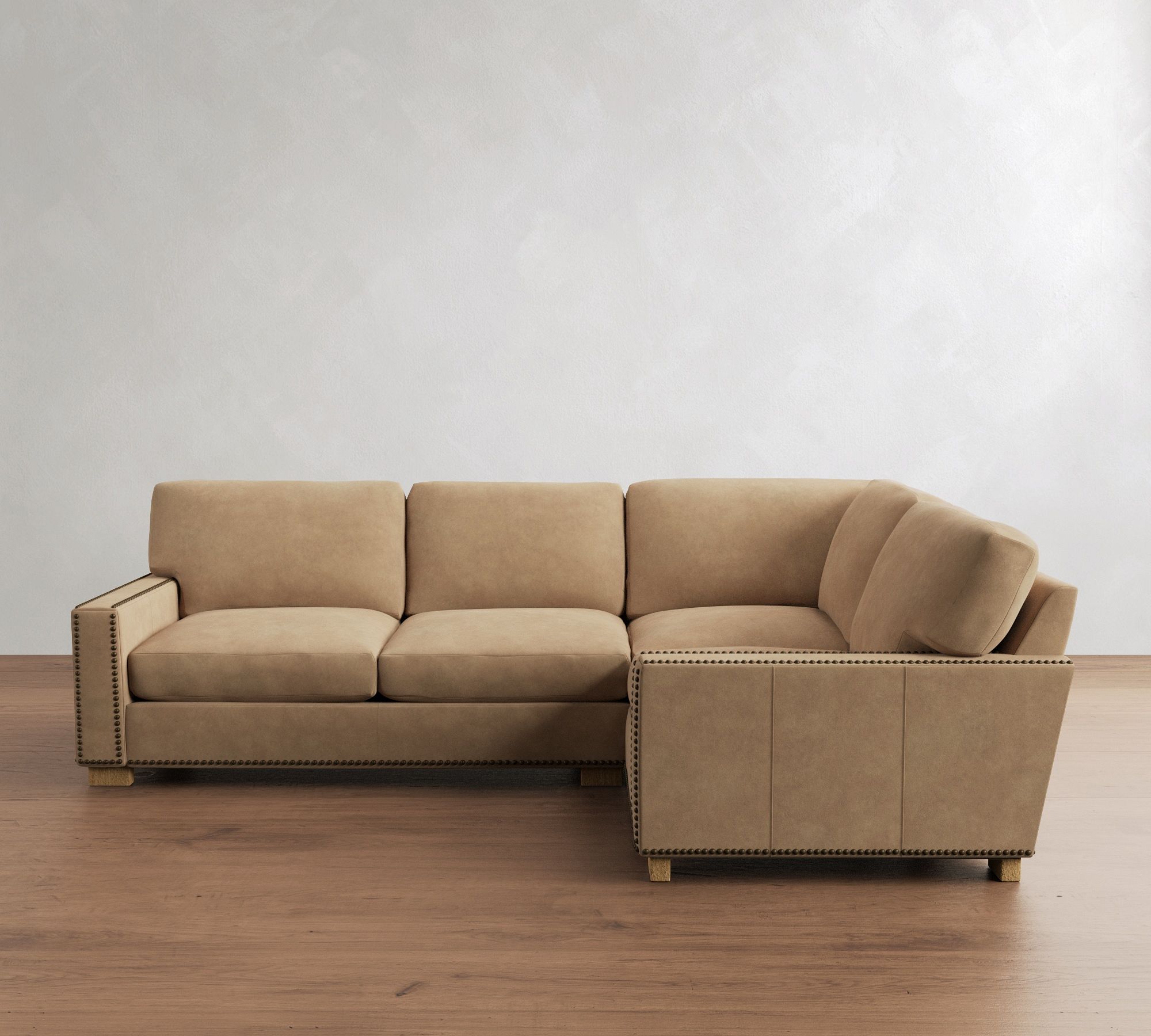 Turner Square Arm Leather 3-Piece Sectional (106"&ndash;111")
