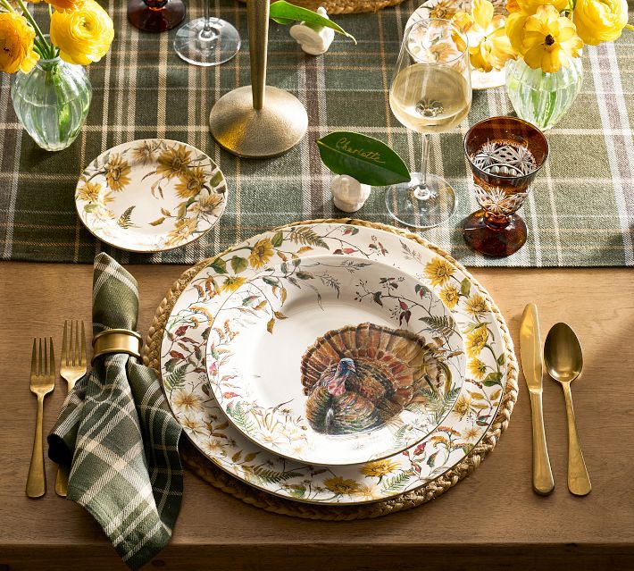 Bedford Harvest Stoneware Turkey Dinner Plates - Set of 4