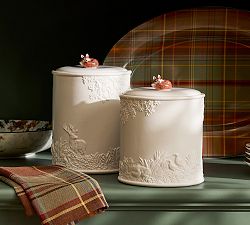 Fantastical Forest Stoneware Embossed Canisters