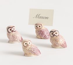 Fantastical Forest Stoneware Owl Place Card Holders - Mixed Set of 4
