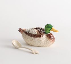 Fantastical Forest Stoneware Duck Gravy Boat