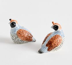 Fantastical Forest Stoneware Quail Salt &amp; Pepper Shakers - Set of 2