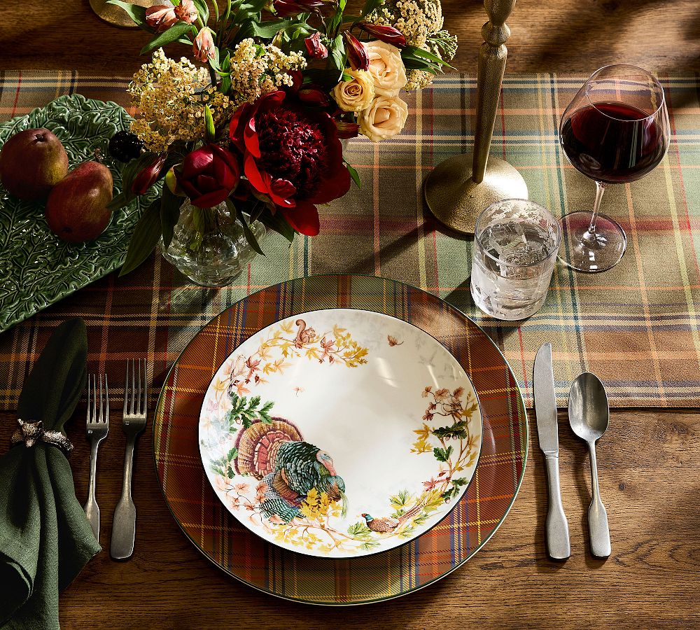 Fantastical Forest Turkey Stoneware Dinner Plates - Set of 4 by Pottery Barn