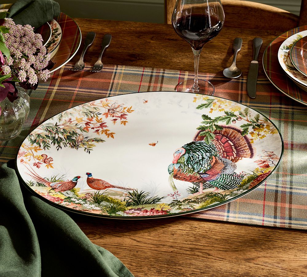 Fantastical Forest Stoneware Oval Turkey Platter by Pottery Barn