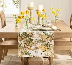 Linden Floral Embroidered Cotton Table Runner