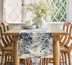 Linden Floral Embroidered Cotton Table Runner