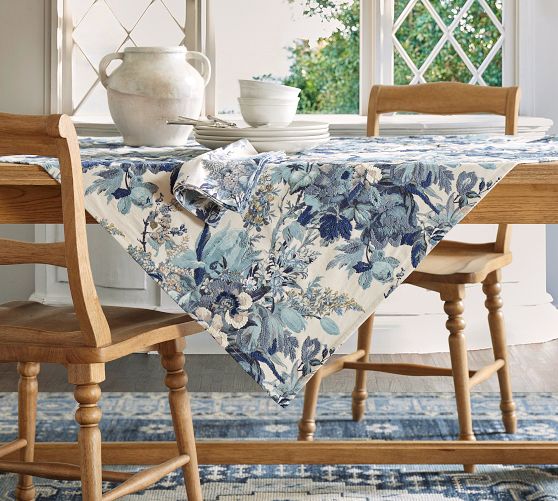 Linden Floral Embroidered Cotton Table Throw