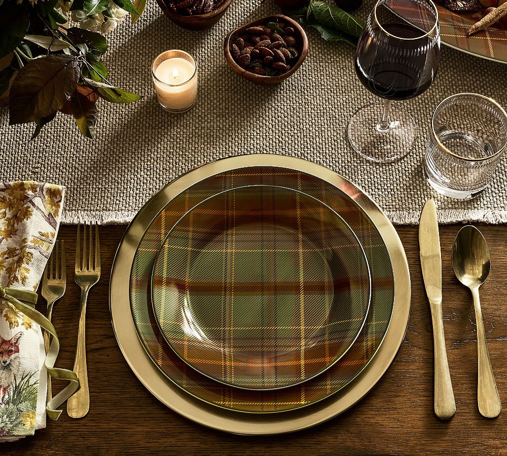 Woodrow Plaid Stoneware Salad Plates - Set of 4 by Pottery Barn
