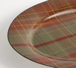 Woodrow Plaid Stoneware Oval Serving Platter