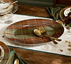Woodrow Plaid Stoneware Oval Serving Platter