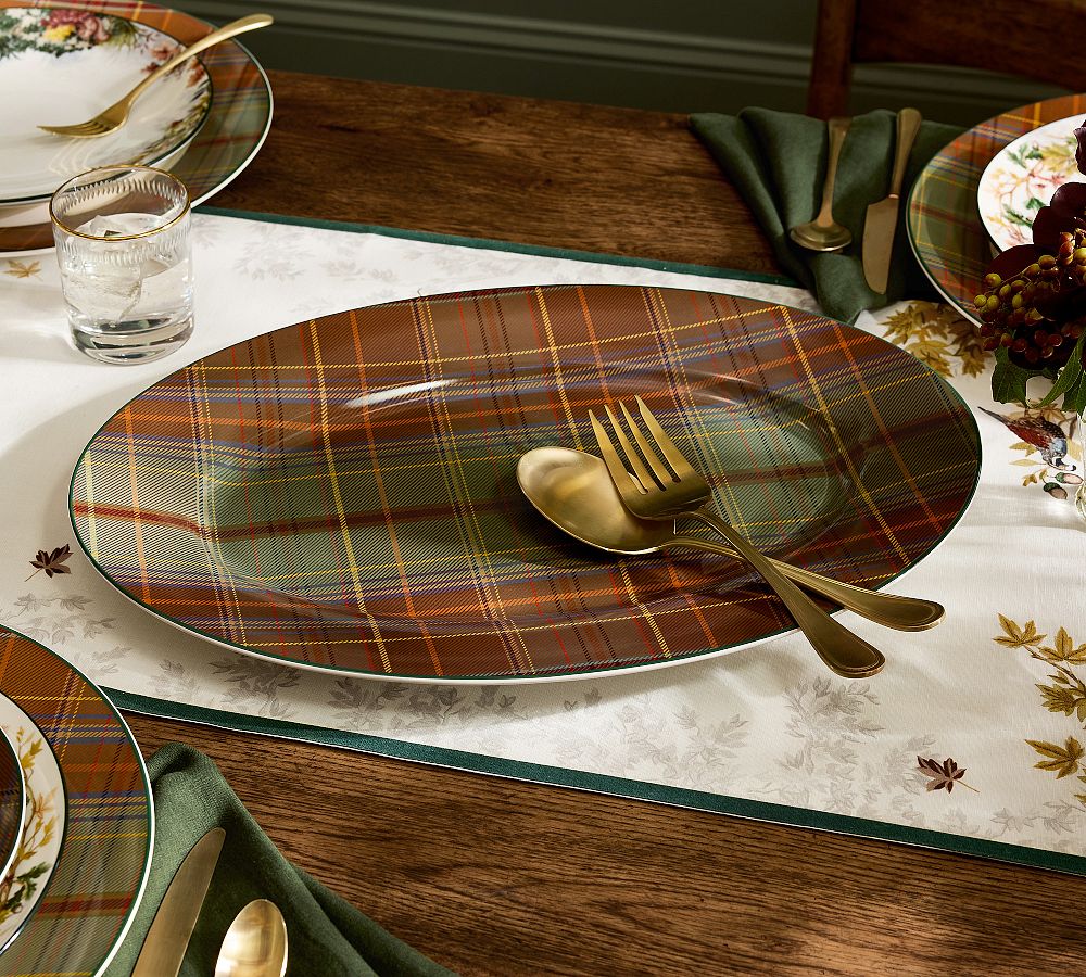 Woodrow Plaid Stoneware Oval Serving Platter by Pottery Barn