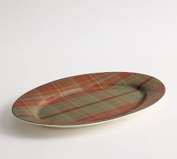 Woodrow Plaid Stoneware Oval Serving Platter