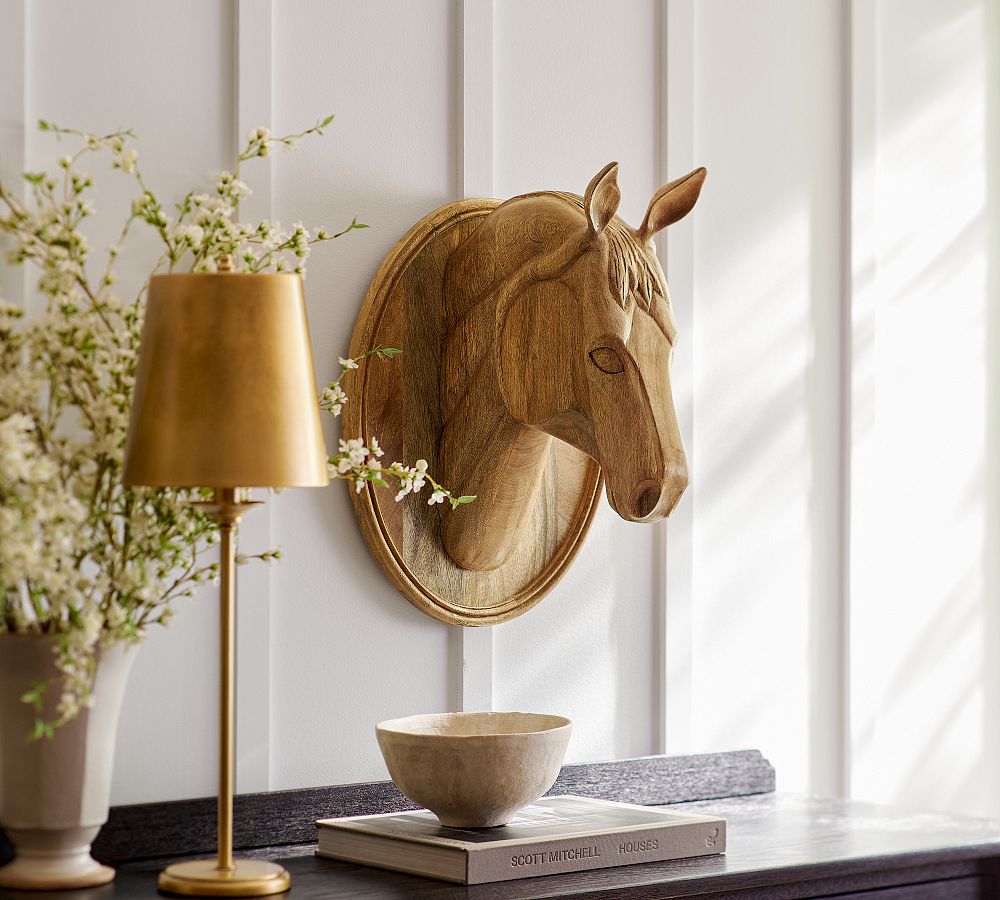 Wood Horse Head Wall Art by Pottery Barn