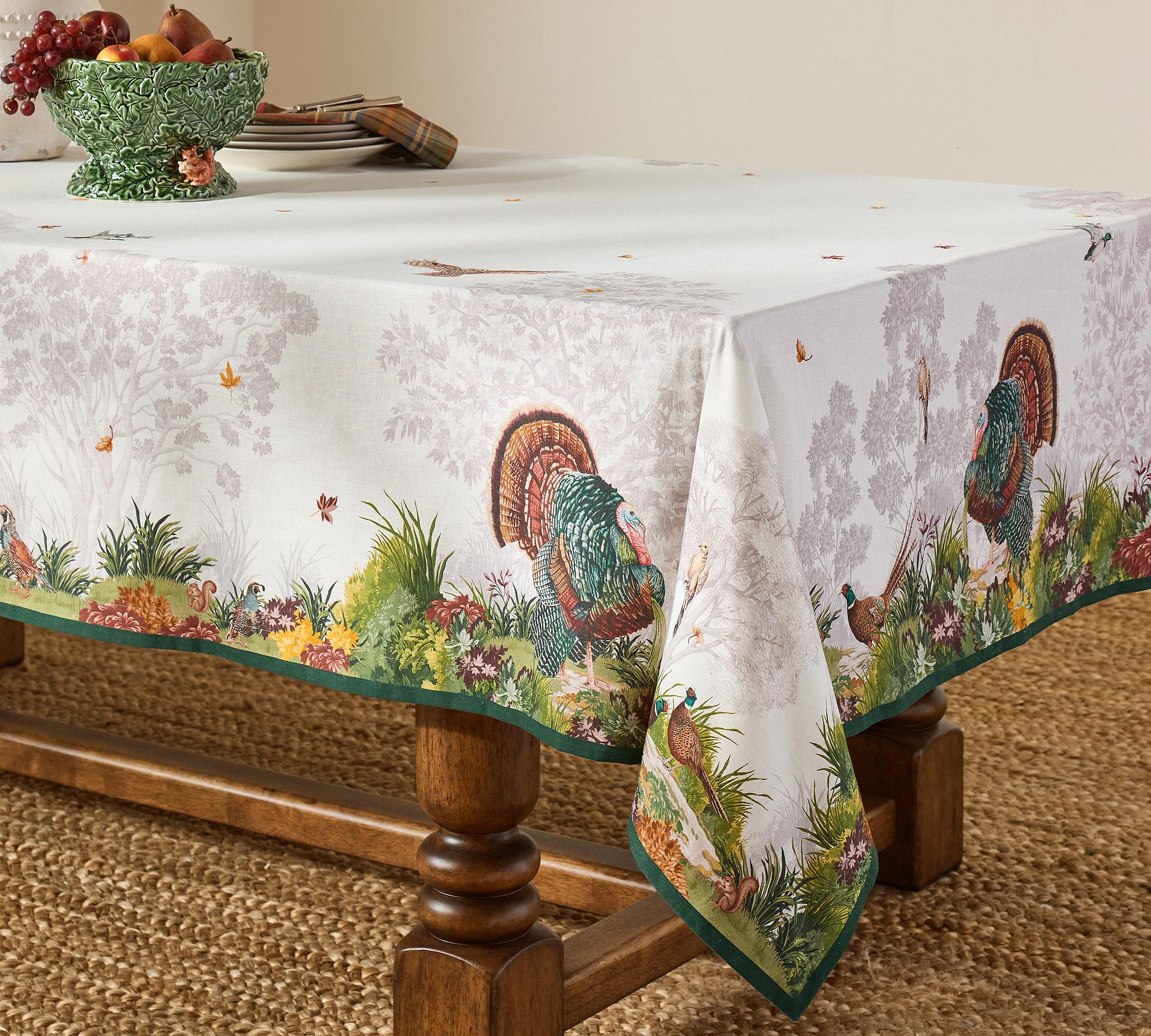 Fantastical Forest Turkey Cotton/Linen Tablecloth