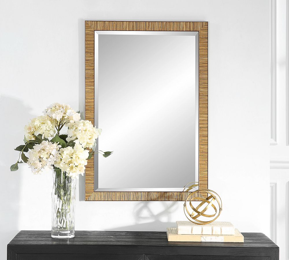 Berskire Faux Rattan Wall Mirror by Pottery Barn