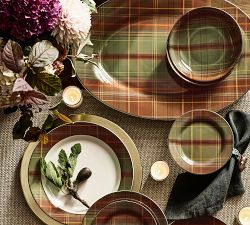 Woodrow Plaid Stoneware Oval Serving Platter