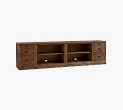 Aubrey Storage Shelf Console with File Cabinets (108'')