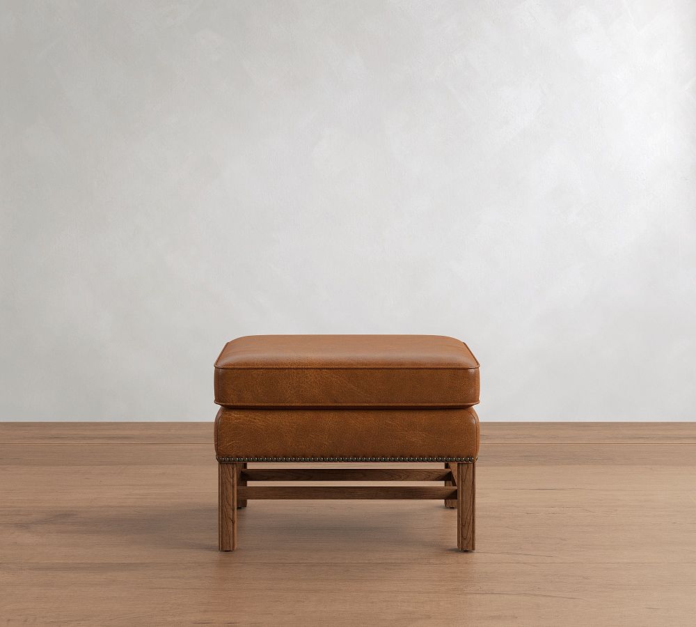 Thatcher Leather Ottoman by Pottery Barn