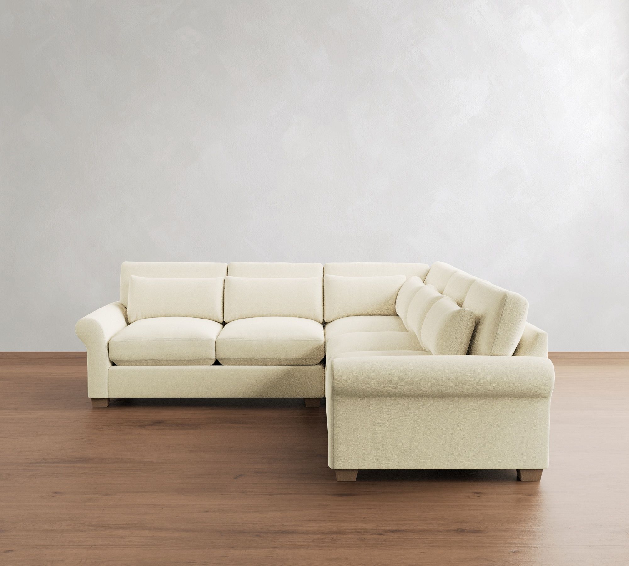 PB Comfort Modern Roll Arm Deep Seat 3-Piece L-Shaped Sectional (112")