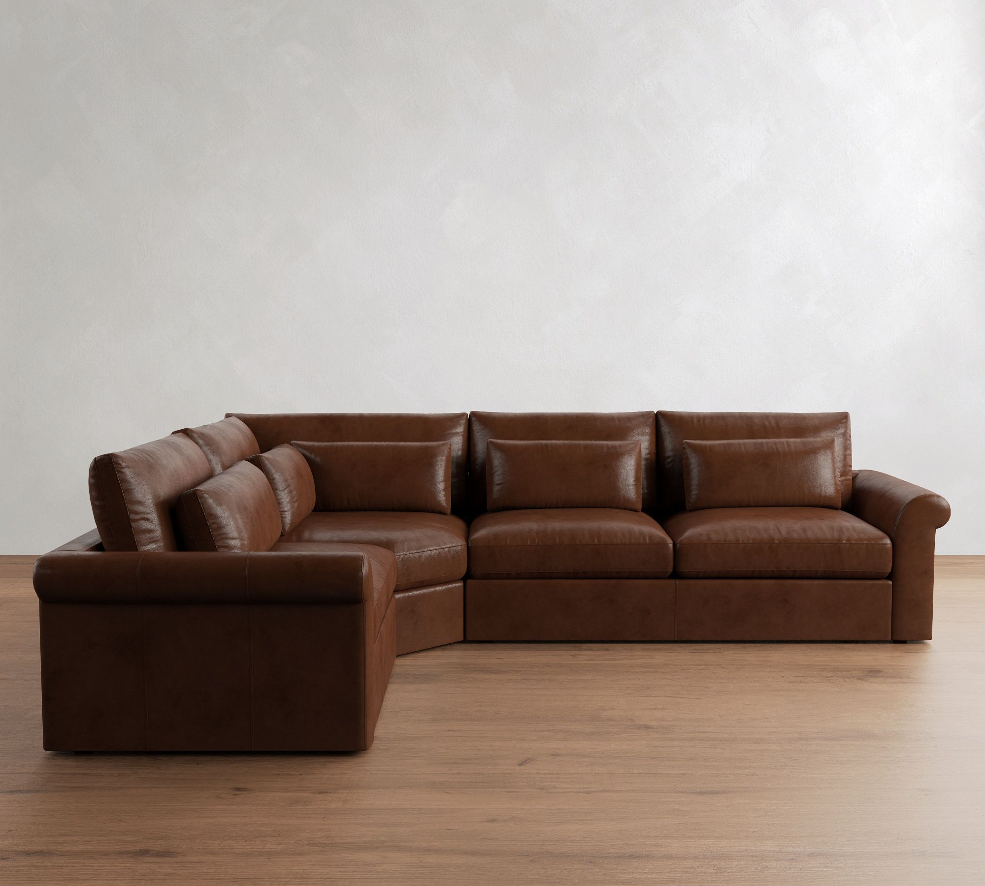 Westwood Roll Arm Deep Seat Leather 3-Piece Wedge Sectional (136") - thumbnail 10