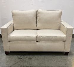 Open Box: Cameron Square Arm Loveseat Sofa (61"), 2X2 - Pebble, Sunbrella® Performance Slub Tweed