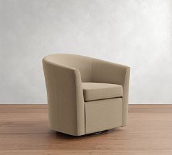 Open Box: Hyde Upholstered Swivel Armchair, Polyester Wrapped Cushions - Performance Suede Stone