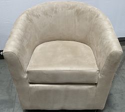 Open Box: Hyde Upholstered Swivel Armchair, Polyester Wrapped Cushions - Performance Suede Stone