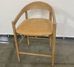 Open Box: Laguna Leather Counter Height Stool (24") - Keystone Sandstone, Seadrift Base