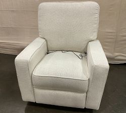 Open Box: PB Comfort Square Arm Upholstered Power Swivel Glider Recliner, Box Edge, Polyester Wrapped Cushions - Performance Boucle Oatmeal