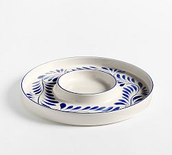 Open Box: Puebla Porcelain Chip &amp; Dip Server - Blue/White