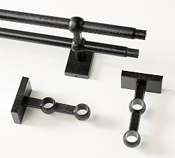 Open Box: Standard Double Curtain Rod &amp; Wall Bracket (60"-108", 1.25" Diam.) - Cast Iron Black