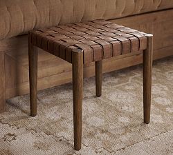Skylar Woven Leather Accent Stool