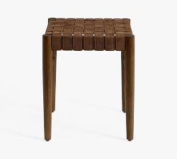 Skylar Woven Leather Accent Stool