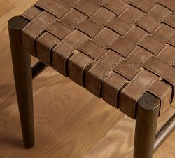 Skylar Woven Leather Accent Stool