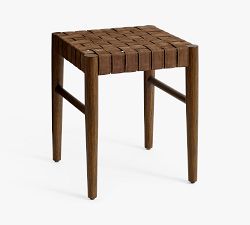 Skylar Woven Leather Accent Stool