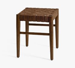 Skylar Woven Leather Accent Stool