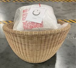 Open Box: Huntington All-Weather Wicker Papasan Swivel Outdoor Chair with Cushion - Natural Finish, Natural Cover