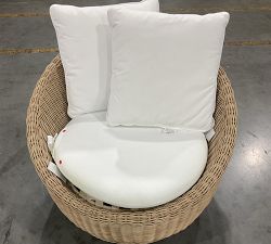 Open Box: Huntington Wicker Swivel Papasan Outdoor Lounge Chair - Natural, High Performance Canvas Natural