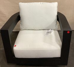 Open Box: Malibu Metal Swivel Curved Outdoor Lounge Chair with Cushions - Black Base, Natural Cover