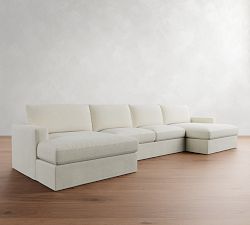Westwood Square Arm Slipcovered Double Chaise Sectional (174"&ndash;186")