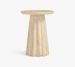 Siena Faux Travertine Round Outdoor Accent Table (14")