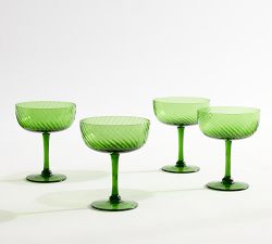 Green Swirl Coupe Glasses
