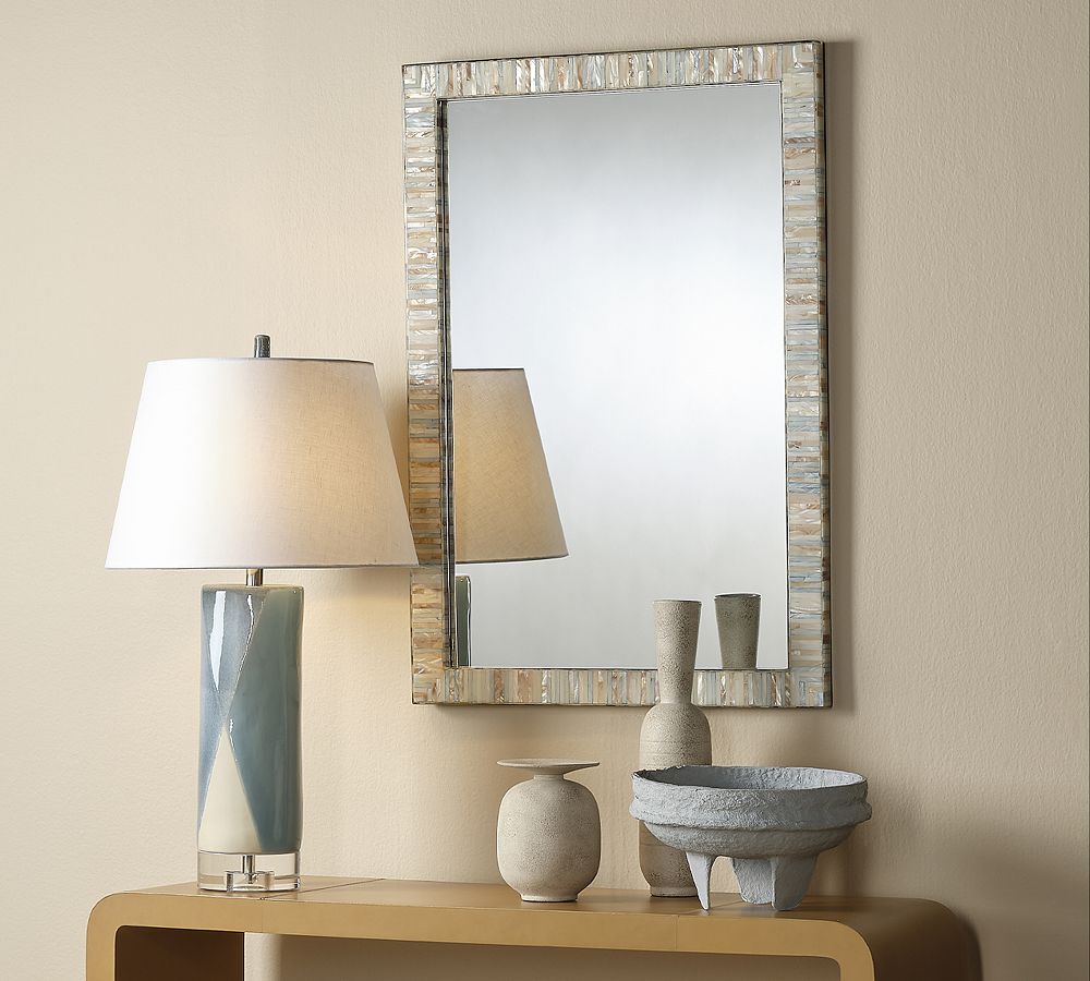 Isla Mother Of Pearl Rectangular Wall Mirror by Pottery Barn
