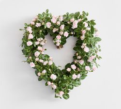 Faux LoveShackFancy Rose Heart Wreath
