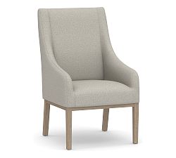 Open Box: York Upholstered Dining Armchair - Performance Boucle Pebble, Seadrift Legs