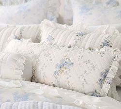 LoveShackFancy Blue Rose Ruffle Filled Lumbar Pillow